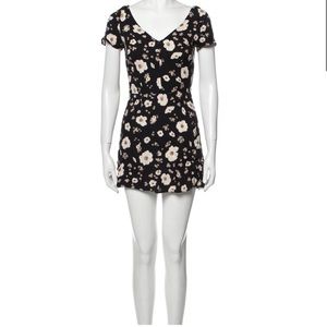 Reformation A-Line Black Floral Print Dress